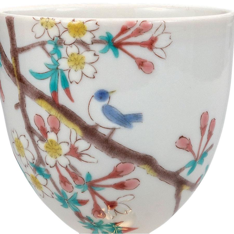 日本の伝統工芸品【九谷焼】 ペアワインカップ 小鳥春秋   (K9-3144) (K8-1120)の画像