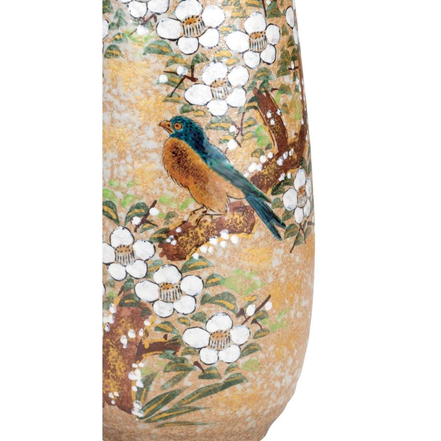 九谷焼花瓶 11 九谷焼 九谷陶孫作 花瓶 花鳥金彩 ハイビスカス 花 鳥文 花瓶