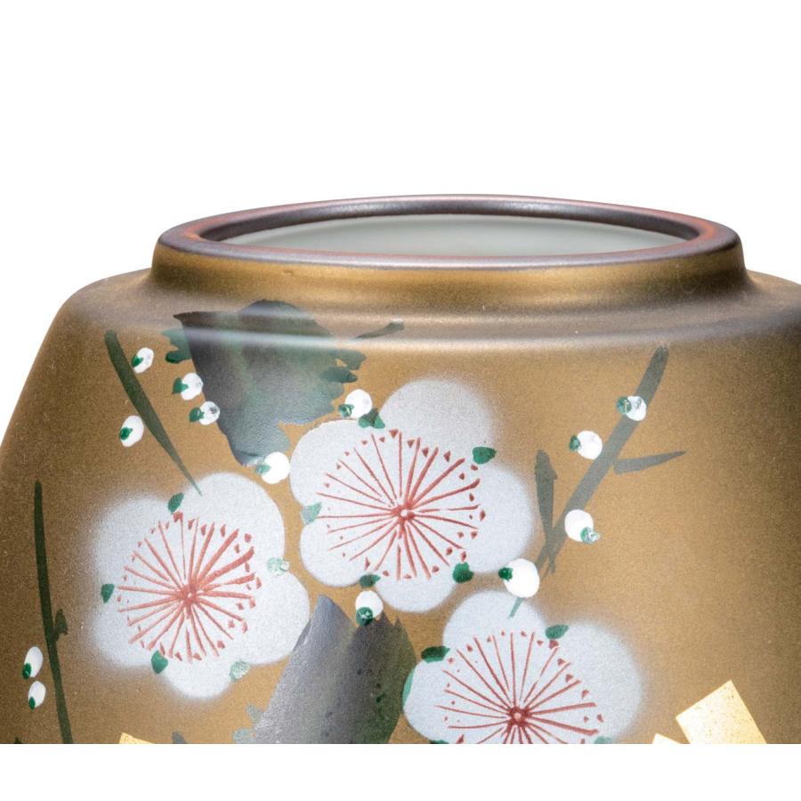 日本の伝統工芸品【九谷焼】 8号花瓶 金箔梅の図 (K8-1263