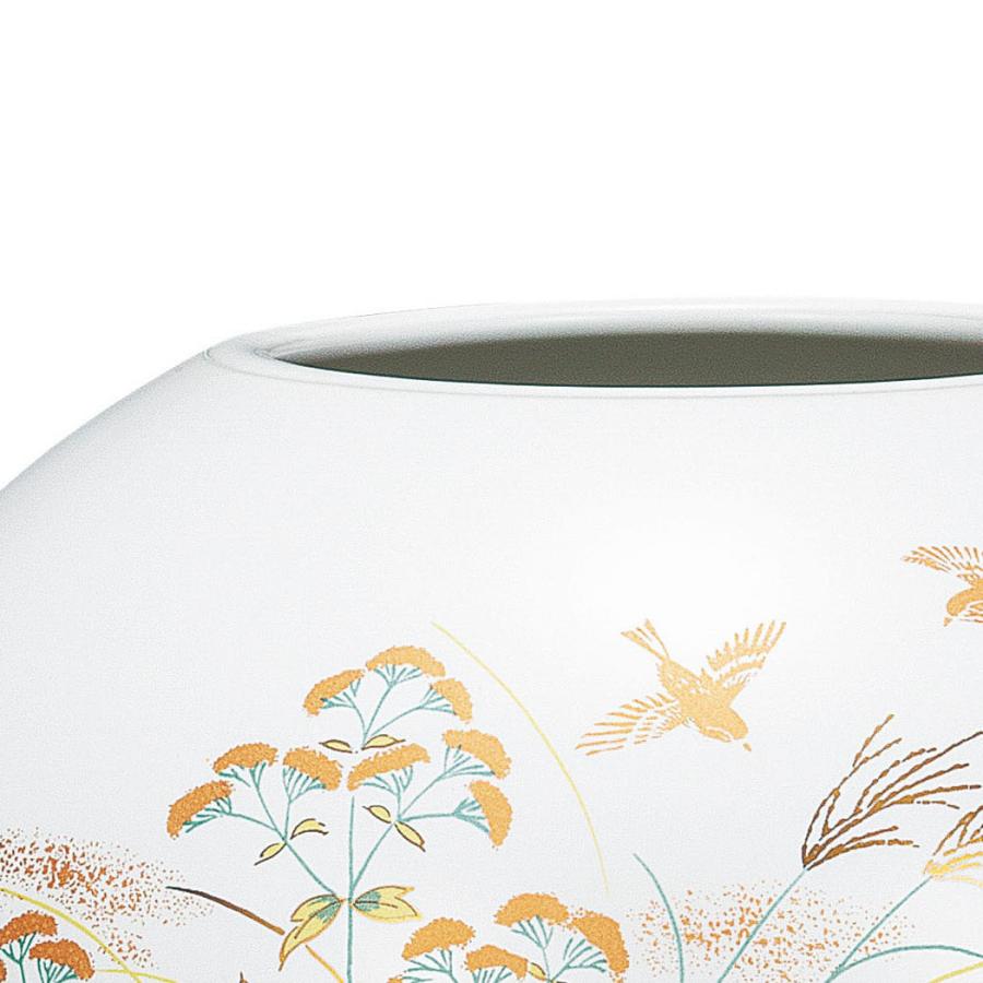 日本の伝統工芸品【九谷焼】 5.5号花瓶 金菊花に雀 台付  (K9-1377) (K8-1275)の画像