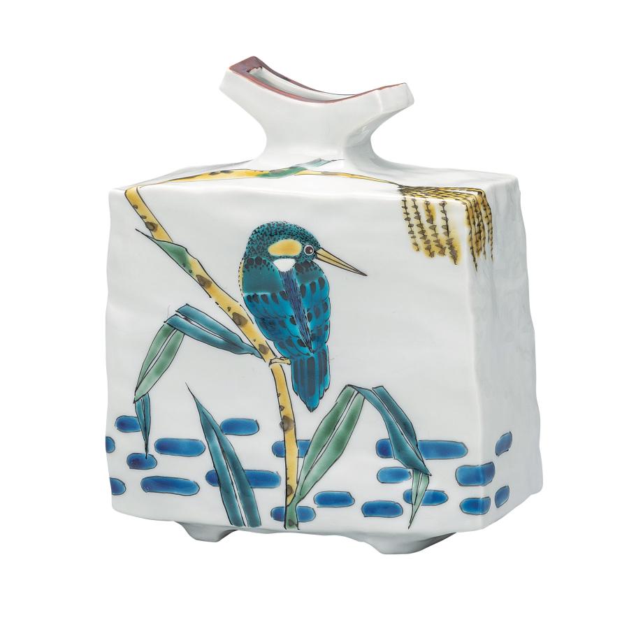 九谷焼 日本の伝統工芸品【九谷焼】 6号花瓶 翡翠 万作窯 (K9-1388