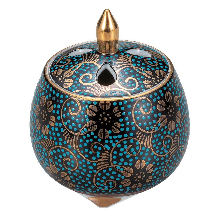 九谷焼　香炉 九谷焼 日本の伝統工芸品【九谷焼】 2.8号豆香炉 青粒鉄仙 (K9-1464