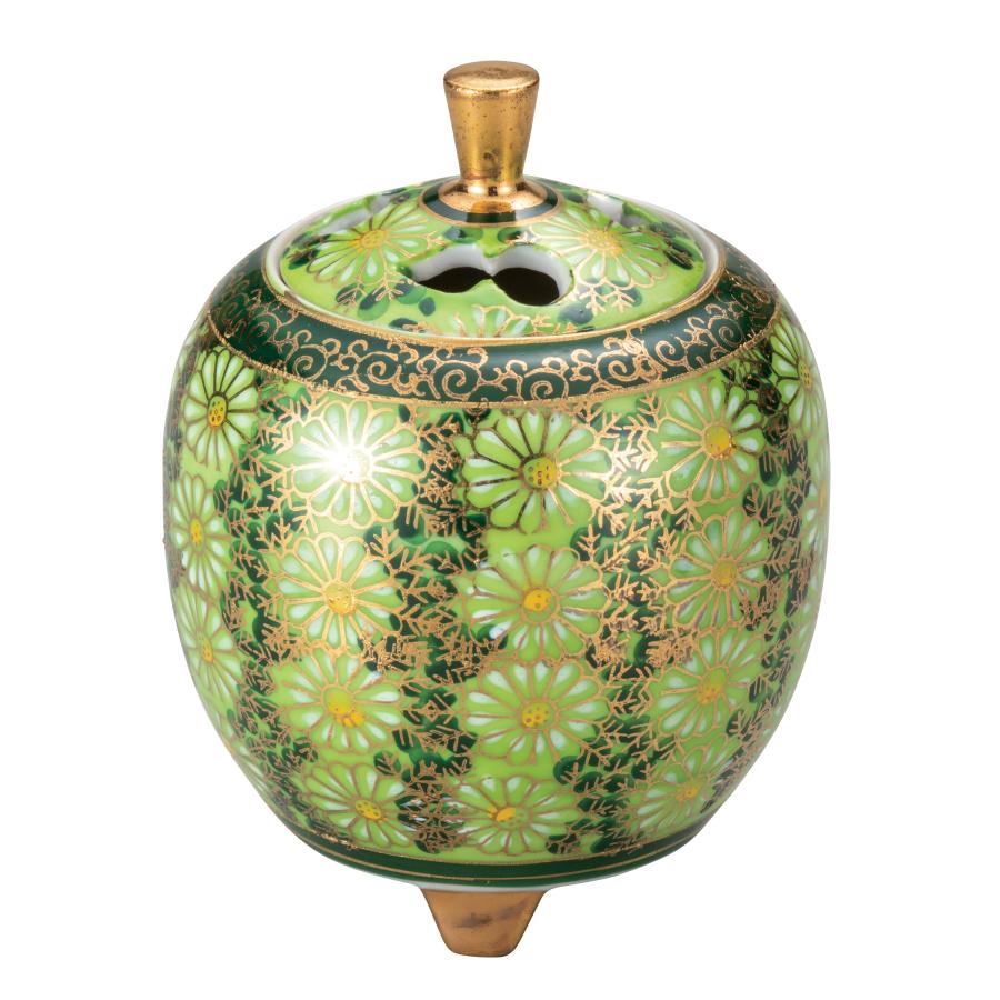九谷焼 日本の伝統工芸品【九谷焼】 3.2号豆香炉 菊詰 (K8-1369