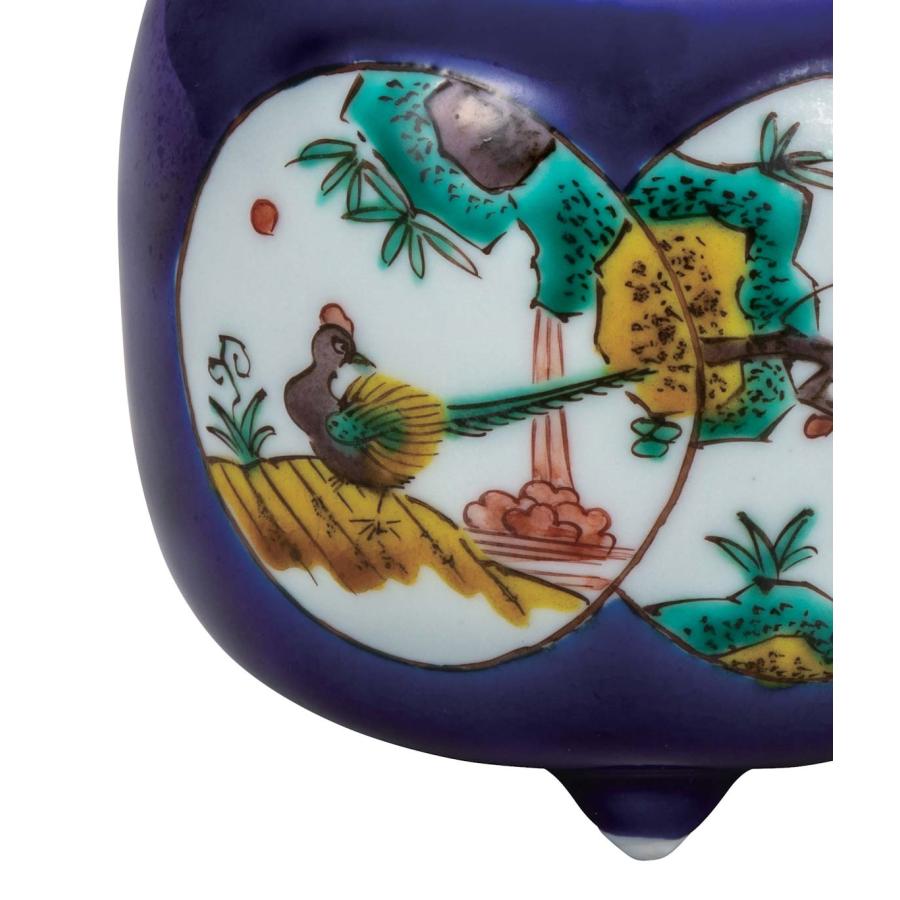 九谷焼 日本の伝統工芸品【九谷焼】 3.8号香炉 割取花鳥 糠川孝之 (K8