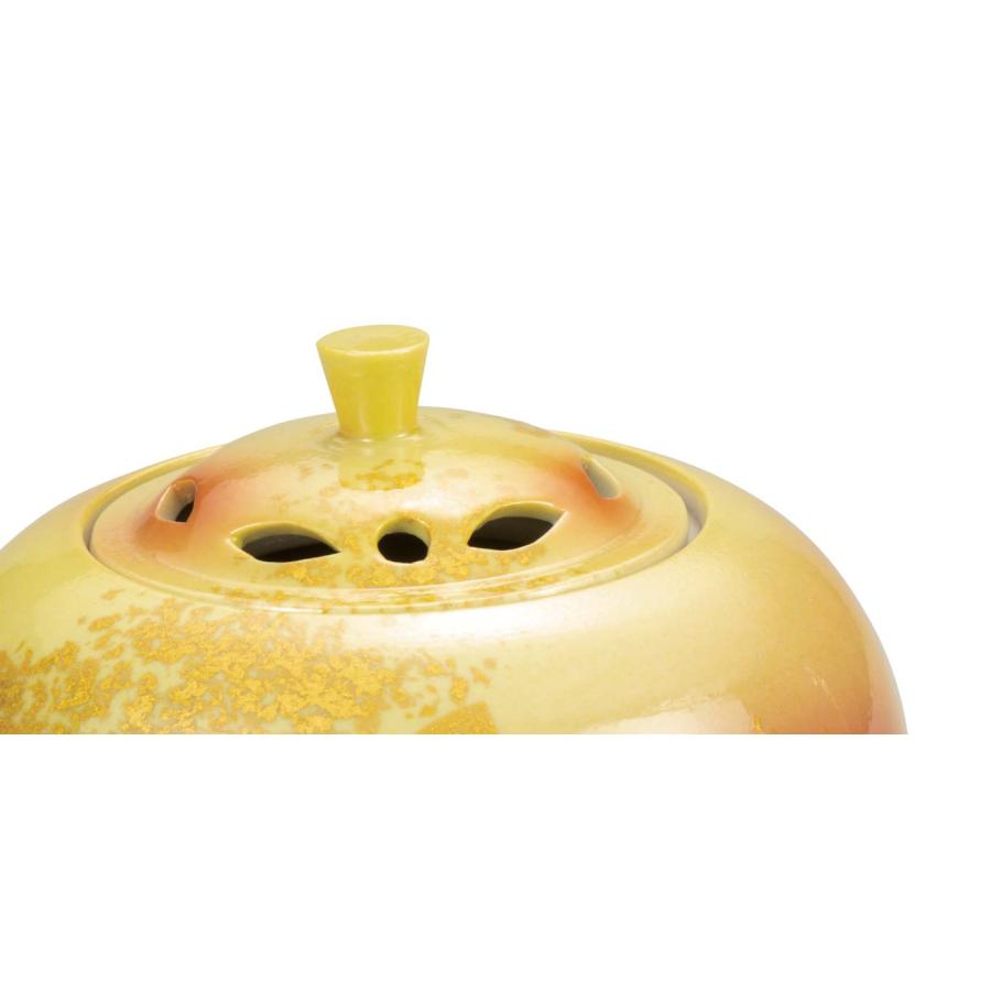 九谷焼 日本の伝統工芸品【九谷焼】 3.5号香炉 釉裏金彩椿 山田光陽