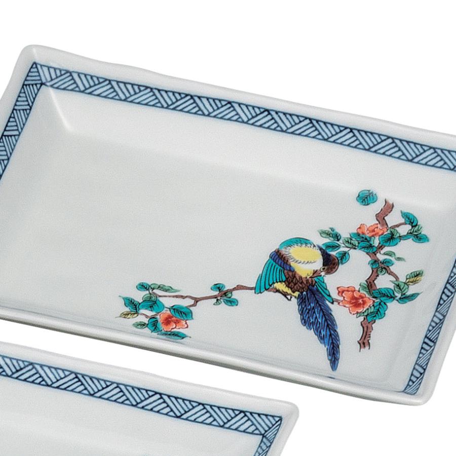 九谷焼 日本の伝統工芸品【九谷焼】 5.8号長角皿揃 花鳥絵変わり (K9 