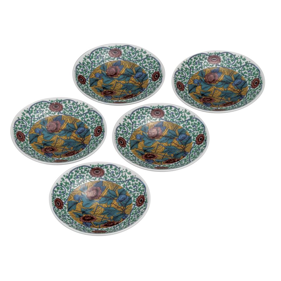 九谷焼 日本の伝統工芸品【九谷焼】 5.2号皿揃 古九谷風 (K9-114