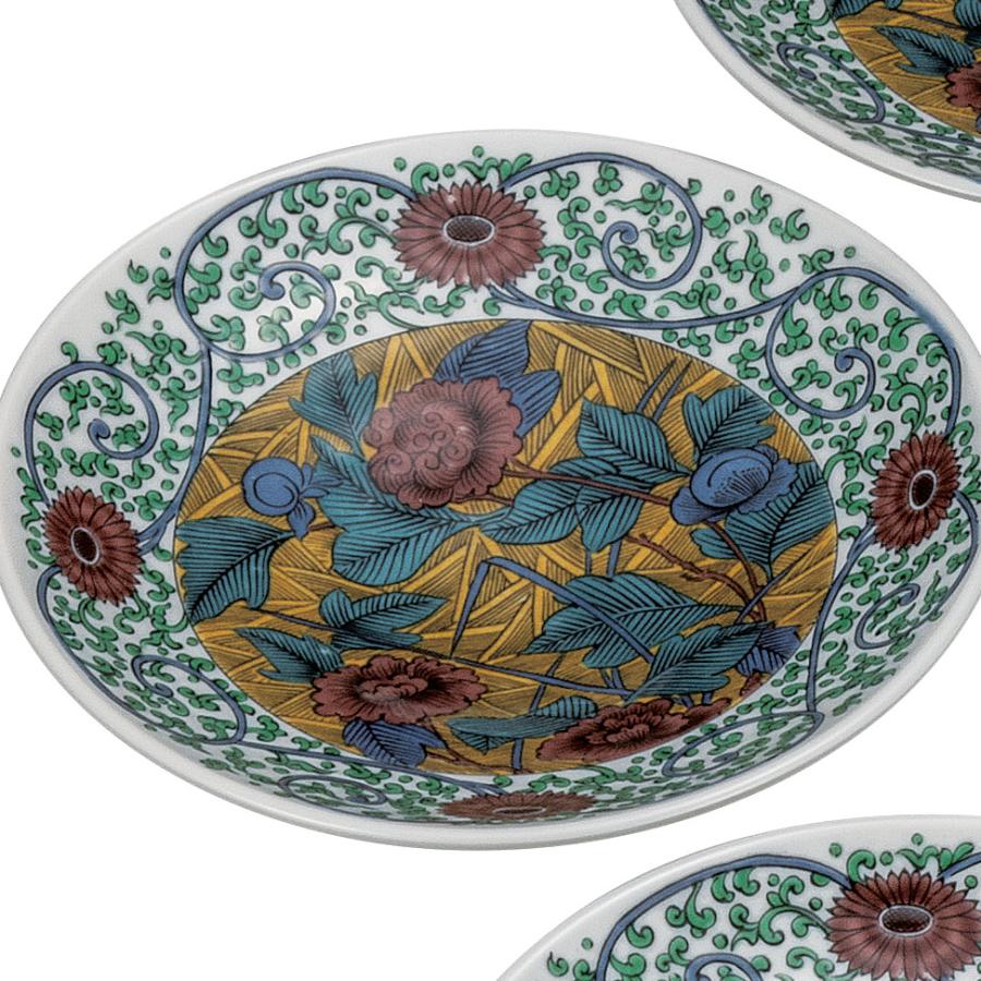 九谷焼 日本の伝統工芸品【九谷焼】 5.2号皿揃 古九谷風 (K9-114