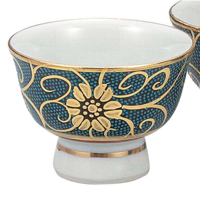日本の伝統工芸品【九谷焼】 酒器 青粒唐草   (K9-1258)の画像