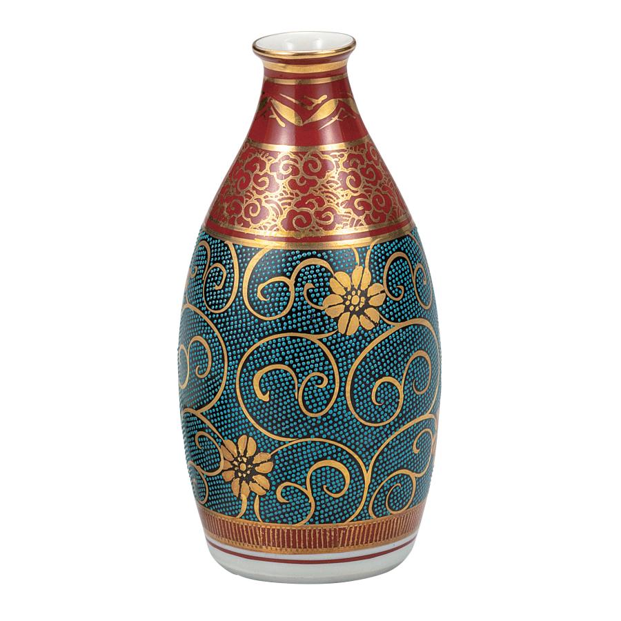日本の伝統工芸品【九谷焼】 酒器 青粒唐草   (K9-1258)の画像
