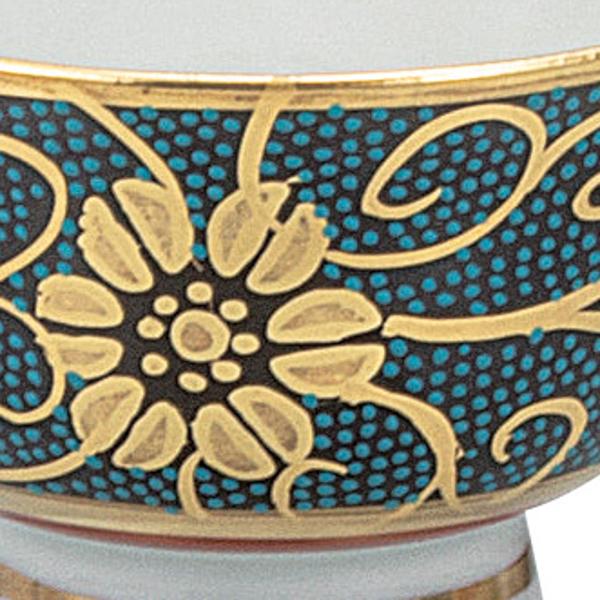 日本の伝統工芸品【九谷焼】 酒器 青粒唐草   (K9-1258)の画像