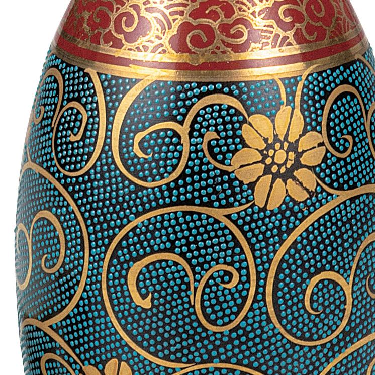 日本の伝統工芸品【九谷焼】 酒器 青粒唐草   (K9-1258)の画像