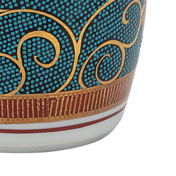 日本の伝統工芸品【九谷焼】 酒器 青粒唐草   (K9-1258)の画像