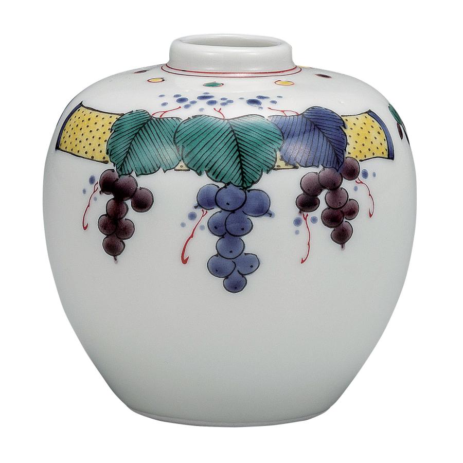 九谷焼 日本の伝統工芸品【九谷焼】 3号一輪生 色絵ぶどう文 銀泉窯