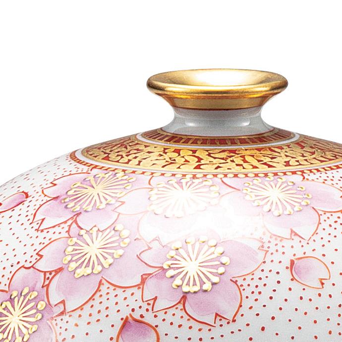 日本の伝統工芸品【九谷焼】 4号花瓶 金襴手桜 台付 福田良則 (K9-1294)_1