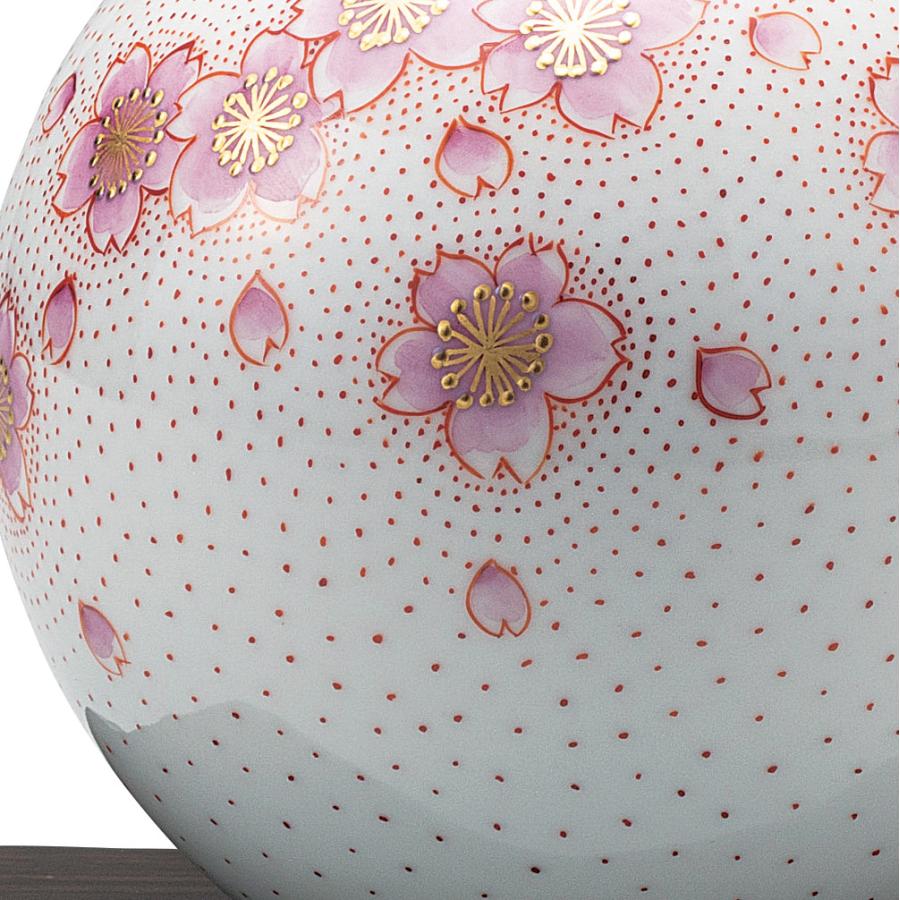 日本の伝統工芸品【九谷焼】 4号花瓶 金襴手桜 台付 福田良則 (K9-1294)_2