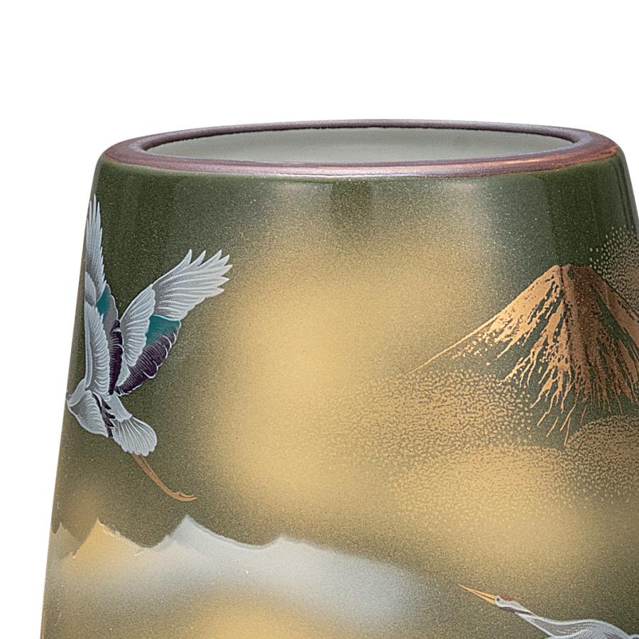 日本の伝統工芸品【九谷焼】 8号花瓶 金箔木立連山に鶴   (K9-1330)の画像