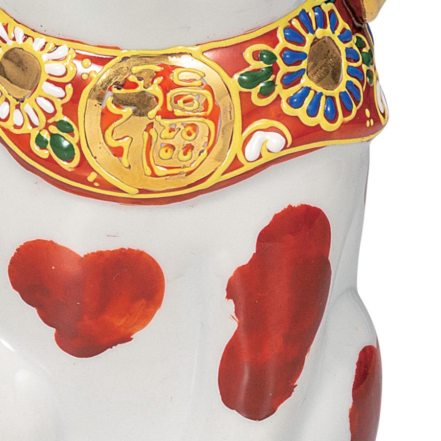 九谷焼 日本の伝統工芸品【九谷焼】 6号招き猫 赤ブチ (K9-1635