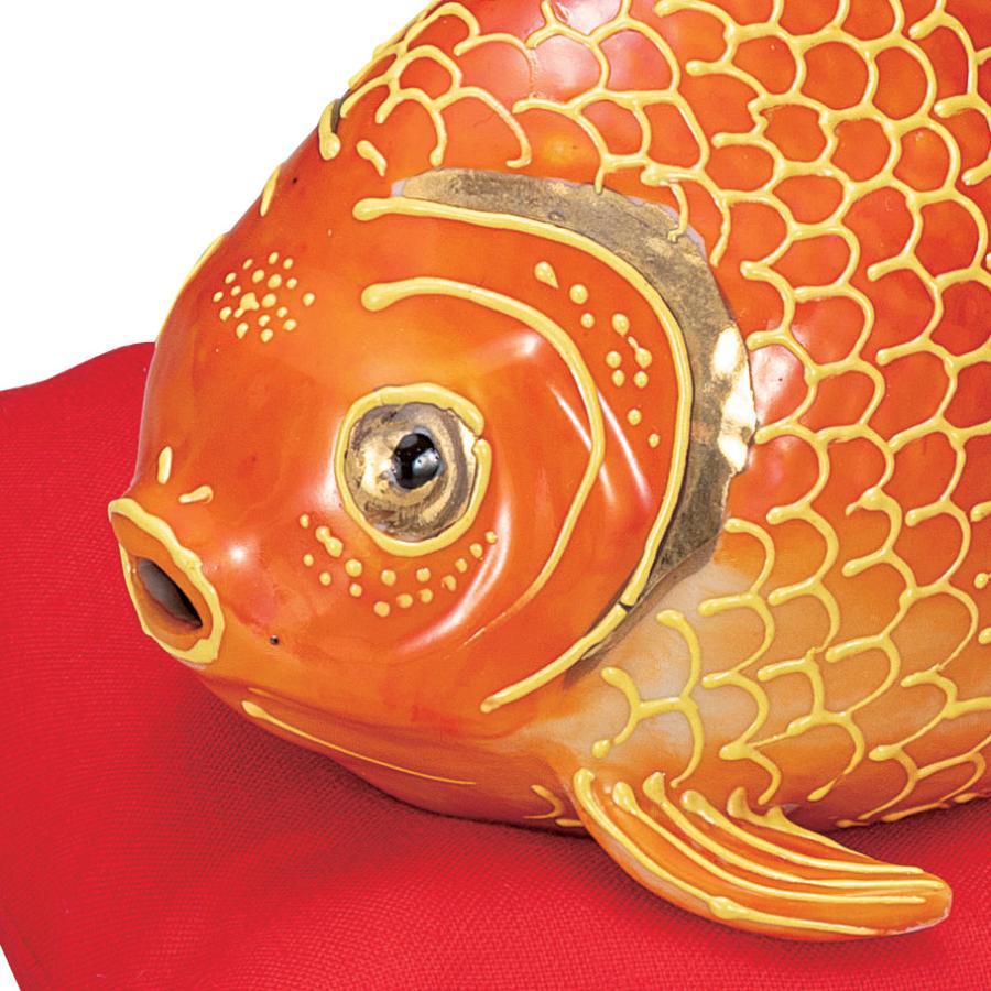 九谷焼 日本の伝統工芸品【九谷焼】 5号金魚 紅盛 布団付 (K9-1724 
