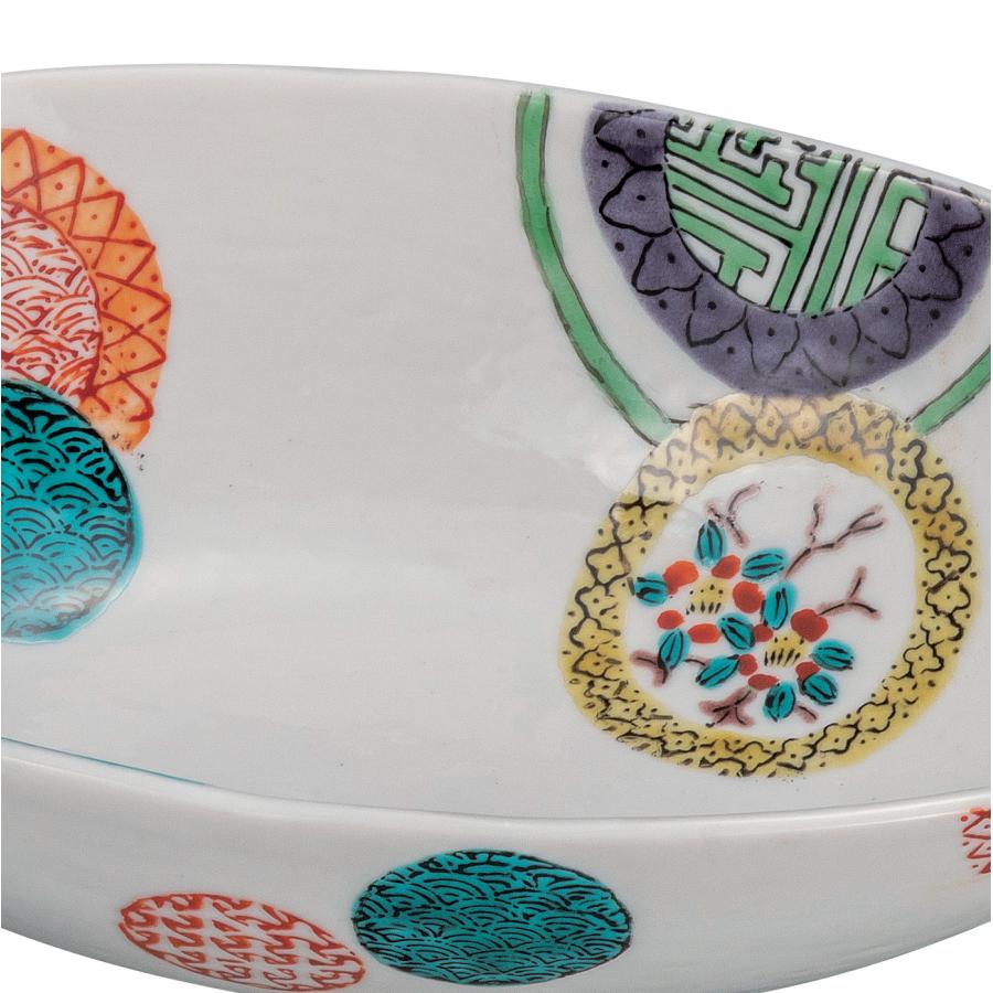 九谷焼 日本の伝統工芸品【九谷焼】 7号鉢 色絵丸紋 (K9-289) : 九谷焼