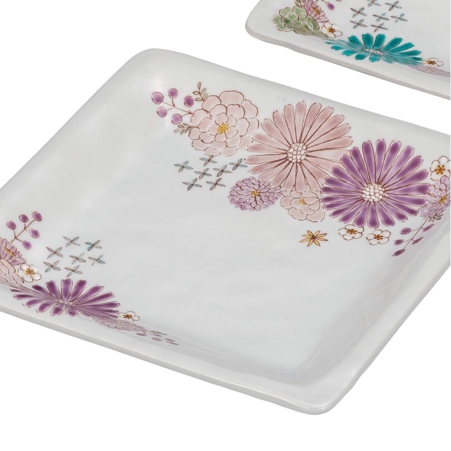 九谷焼 日本の伝統工芸品【九谷焼】 6.3号ペア皿 華 色絵 遊 (K9-394