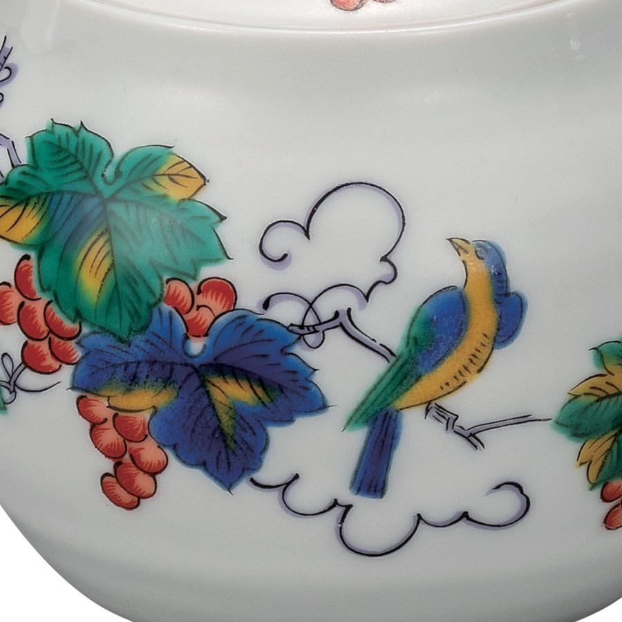 九谷焼　急須　工芸品 九谷焼 日本の伝統工芸品【九谷焼】 ポット急須 鳥ぶどう 網付 (K9-595