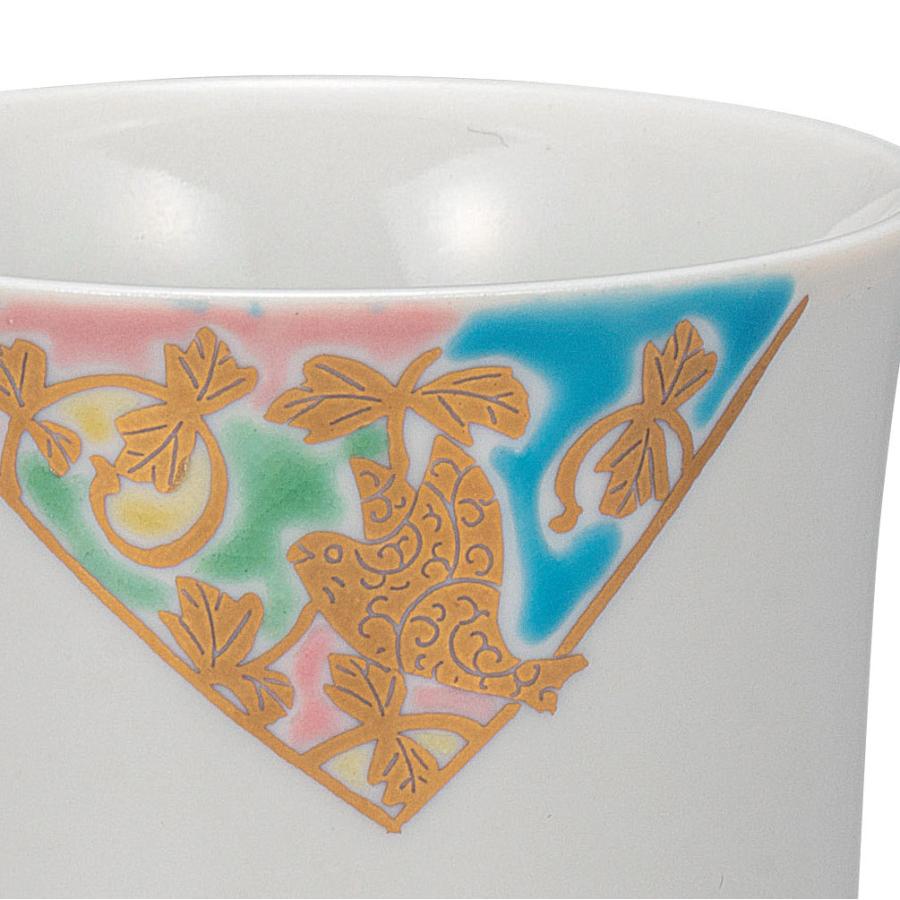 日本の伝統工芸品【九谷焼】 マグカップ 金鳥唐草  大志窯 (K9-982)の画像