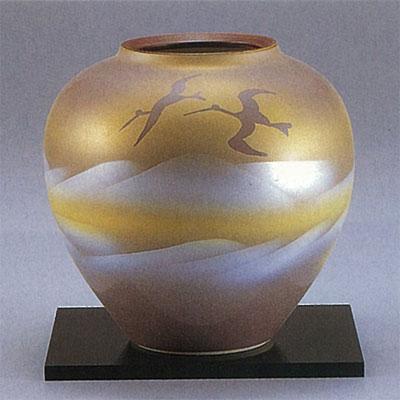 日本の伝統工芸品【九谷焼】 6号花瓶 【限定品】鶴連山 ys631-08 