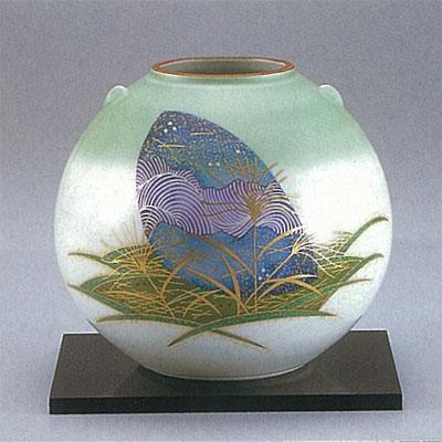 日本の伝統工芸品【九谷焼】 6号花瓶 【限定品】月友禅 ys631-09