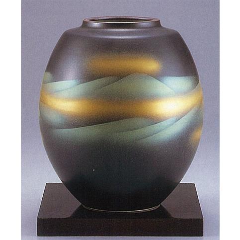 九谷焼 花瓶 花器 色絵 金彩 牡丹 孔雀 南春造 共箱 伝統工芸 (石川県)