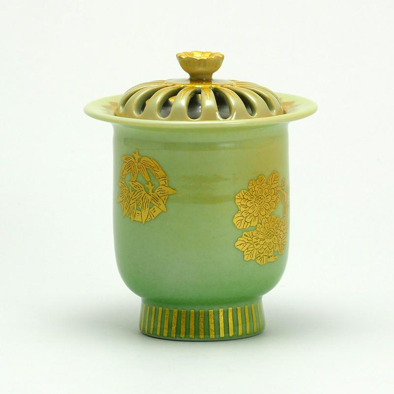 九谷焼　金襴手　角香炉　四方香炉　 山岸政明　共箱　石川県無形文化財 2004 九谷焼 金襴手 角香炉 四方香炉 山岸政明 共箱 石川県無形文化財 2004