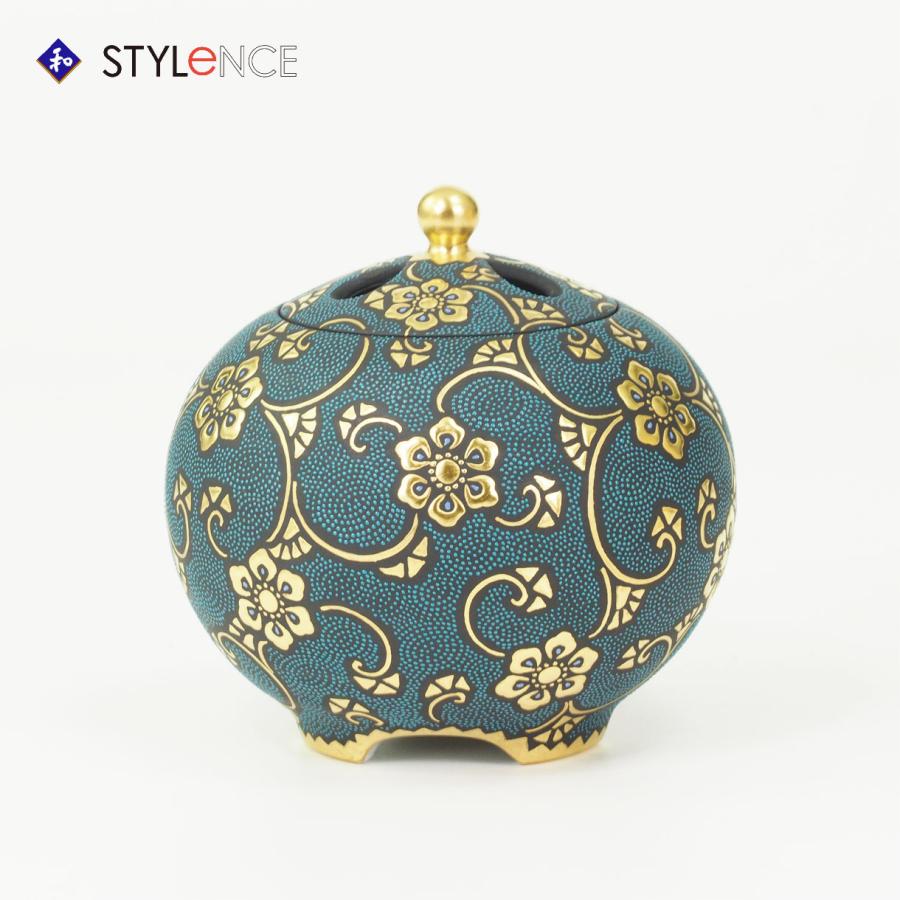 九谷焼 仲田錦玉 香炉 渦打青粒唐草 : 九谷焼 STYLeNCE スタイレンス
