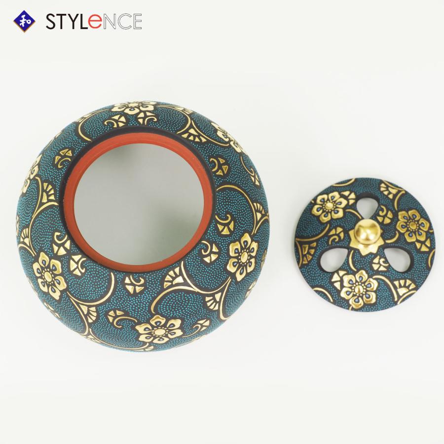 九谷焼 仲田錦玉 香炉 渦打青粒唐草 : 九谷焼 STYLeNCE スタイレンス