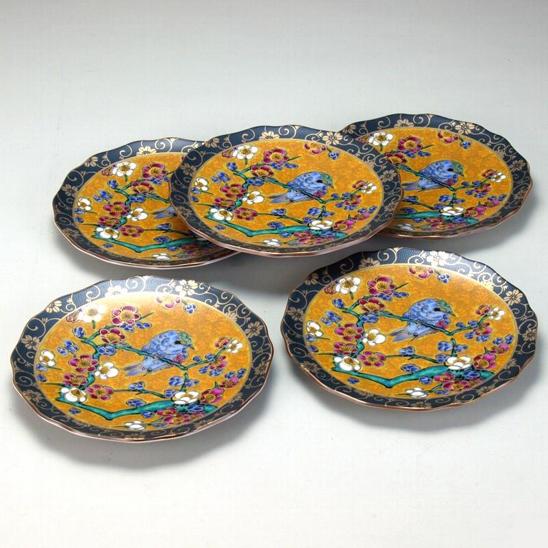 日本の伝統工芸品【九谷焼】6号皿揃　吉田屋　N148-07