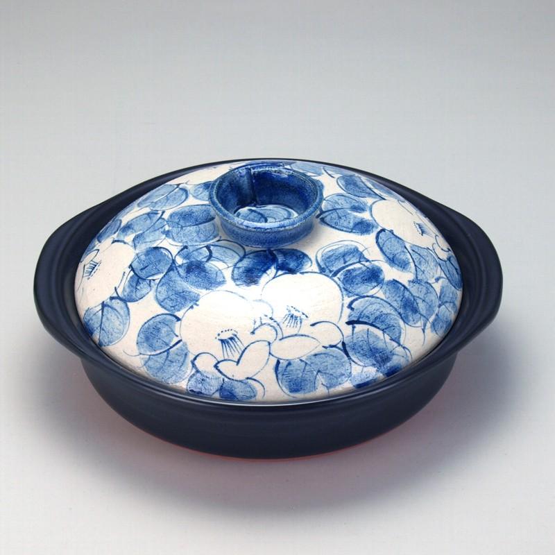 九谷焼 日本の伝統工芸品【九谷焼】9号土鍋 染付椿 N152-01