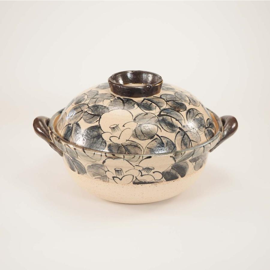 九谷焼 日本の伝統工芸品【九谷焼】9号土鍋 染付椿 N153-04 : 九谷焼 