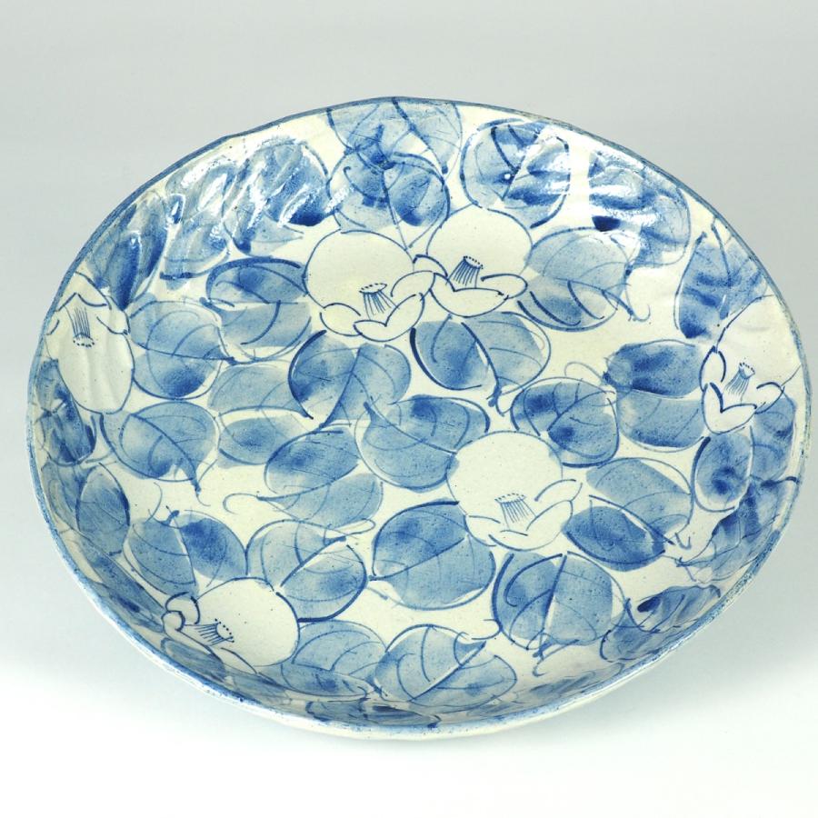 九谷焼 日本の伝統工芸品【九谷焼】11号皿 染付椿文 N153-07 : 九谷焼