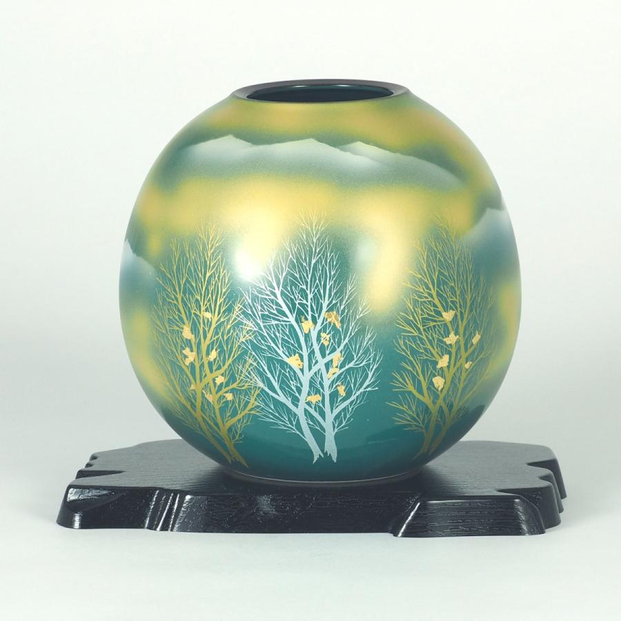 日本の伝統工芸品【九谷焼】5.5号花瓶 金箔木立連山 N165-02 : 九谷焼