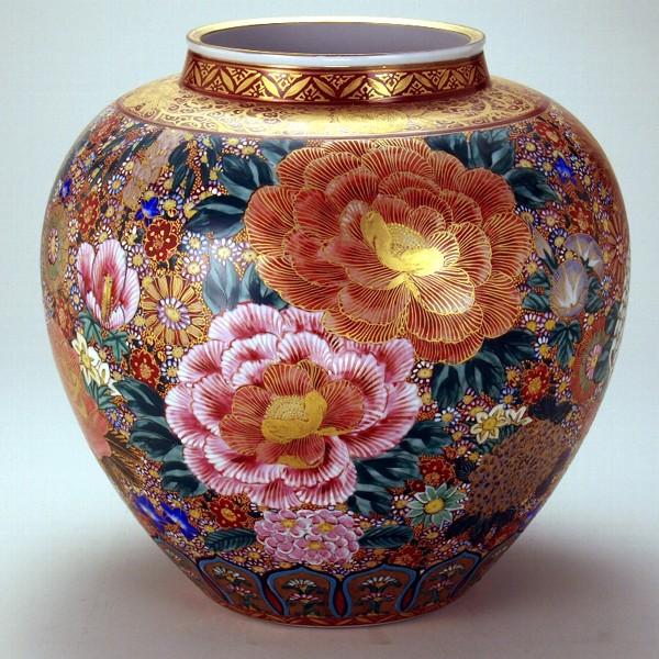 日本の伝統工芸品【九谷焼】10号花瓶 極上花詰 N178-06