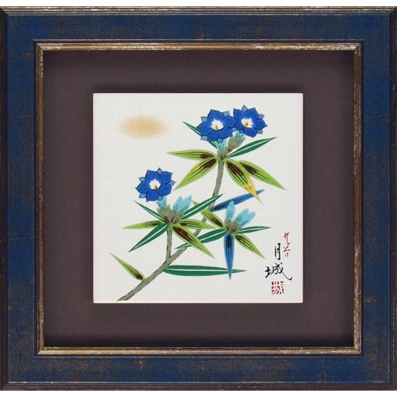 九谷焼  陶額 九谷焼 日本の伝統工芸品【九谷焼】陶額 リンドウ N180-09 : 九谷焼