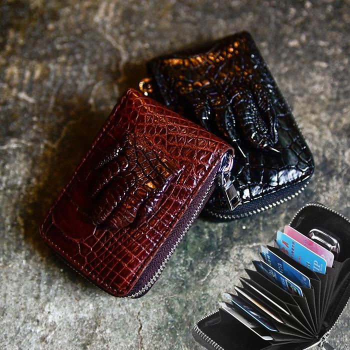 本革 ワニ革 カードケース ポケット 12箇所 大容量 メンズ シャムクロコ カードケース 送料無料 新生活 プレゼント 本革 ワニ革 カードケース ポケット 12箇所 大容量 メンズ