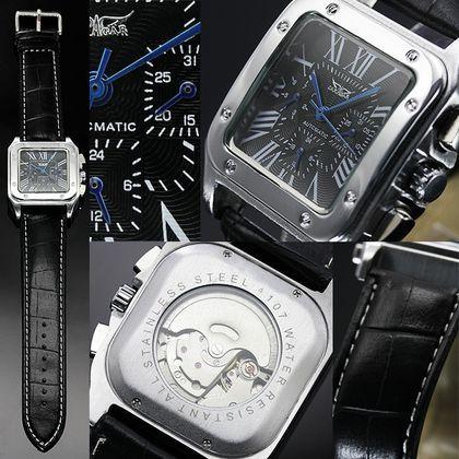 再入荷 自動巻き 腕時計 メンズ 送料無料 1年保証  スクエアフェイス 自動巻き クロノグラフ 腕時計 BOX 保証書付き W0901｜styleon｜02