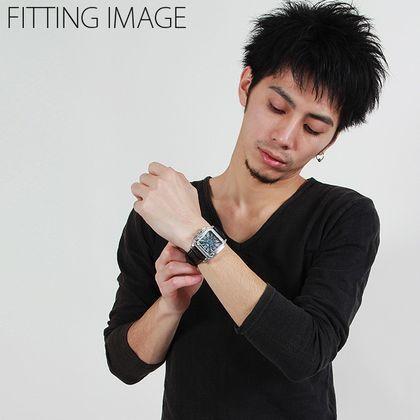 再入荷 自動巻き 腕時計 メンズ 送料無料 1年保証  スクエアフェイス 自動巻き クロノグラフ 腕時計 BOX 保証書付き W0901｜styleon｜05