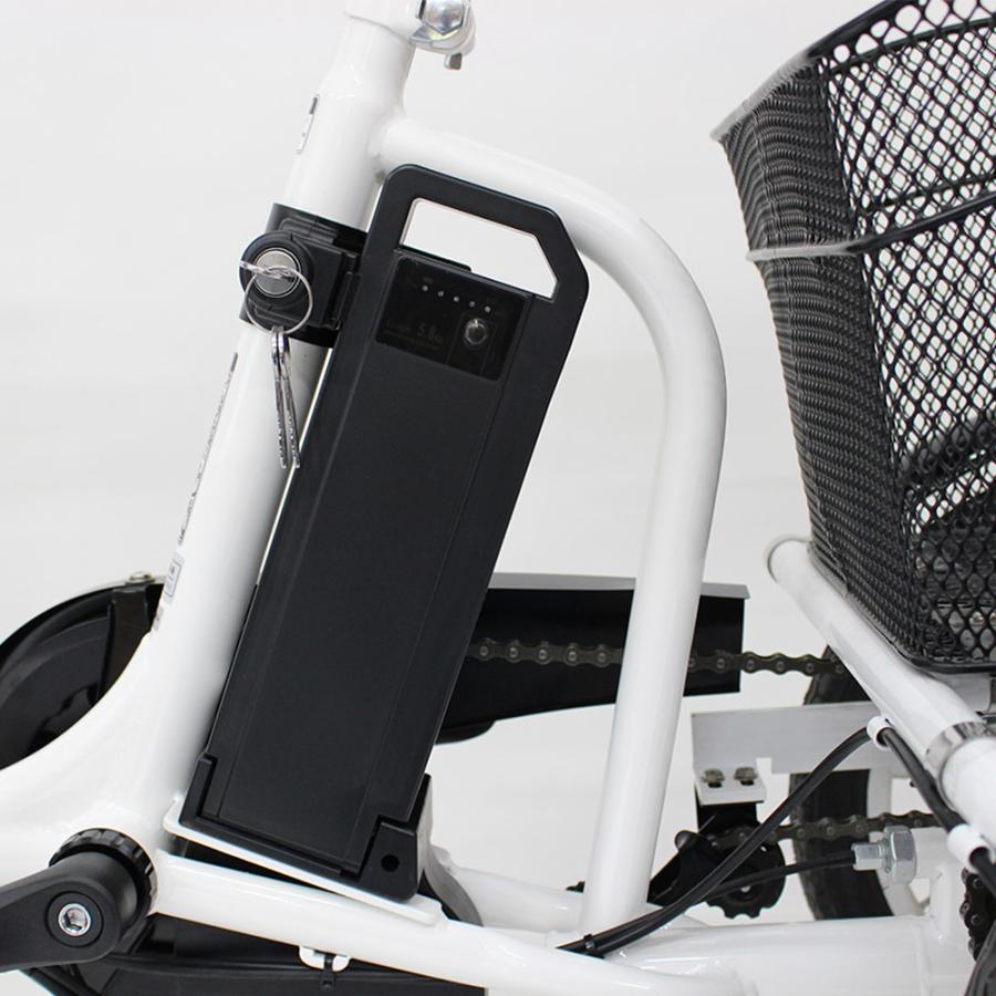 三輪電動アシスト自転車 ホワイト 電動アシスト ロータイプ 三輪自転車 フロント18インチ リア14インチ