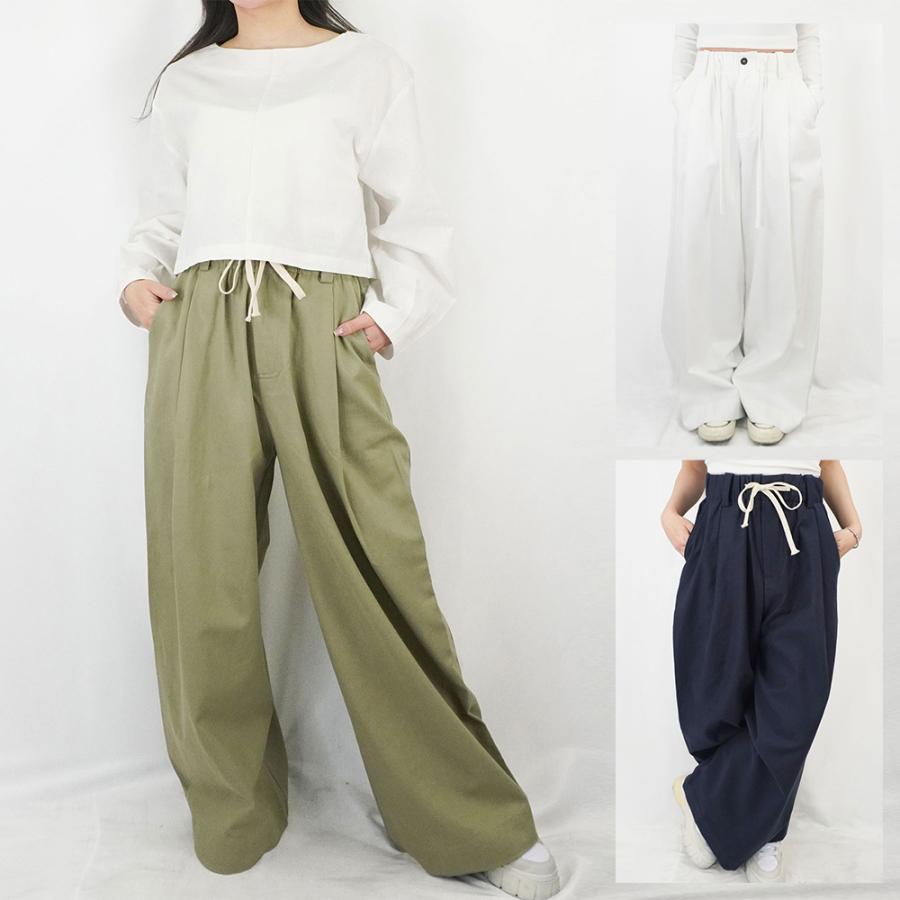 レディース タックワイドパンツ タックデザイン ワイドパンツ 全