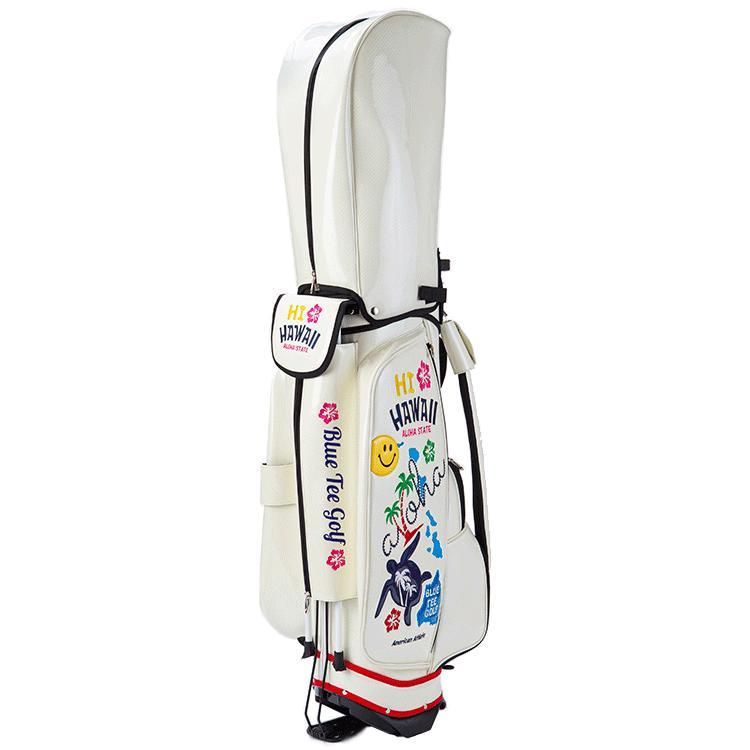 ブルーティゴルフキャディバッグ。美品！ネームプレート新品未使用付き。9インチ BLUE TEE GOLF ブルーティーゴルフ HI HAWAII ハワイ 9インチ