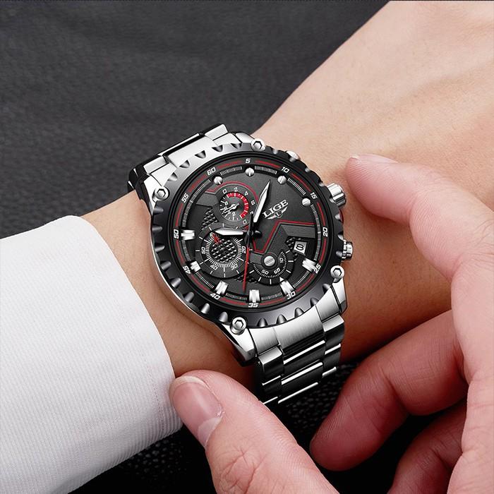 腕時計 メンズ クロノグラフ 1年保証 メンズ 腕時計 カレンダー クロノグラフ搭載 42mm ミディアムフェイス 腕時計 ブラック W0817｜styleon｜06