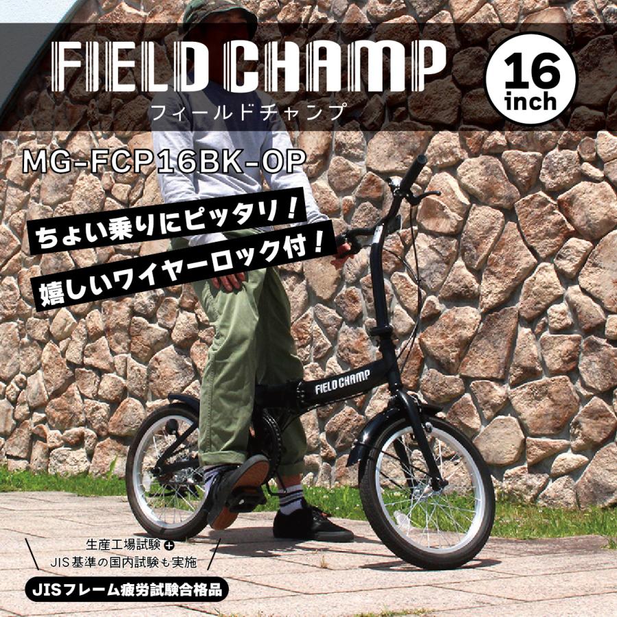 FIELD CHAMP 16インチ折りたたみ自転車 ブラック 折畳み 自転車 16インチ FIELD CHAMP 折りたたみ自転車 マットブラック