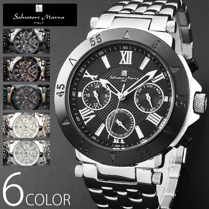 高い素材 予約中 マルチカレンダー 腕時計 メンズ 1年保証 全6色 正規 Salvatore Marra サルバトーレ マーラ マルチファンクション BOX 保証書付き