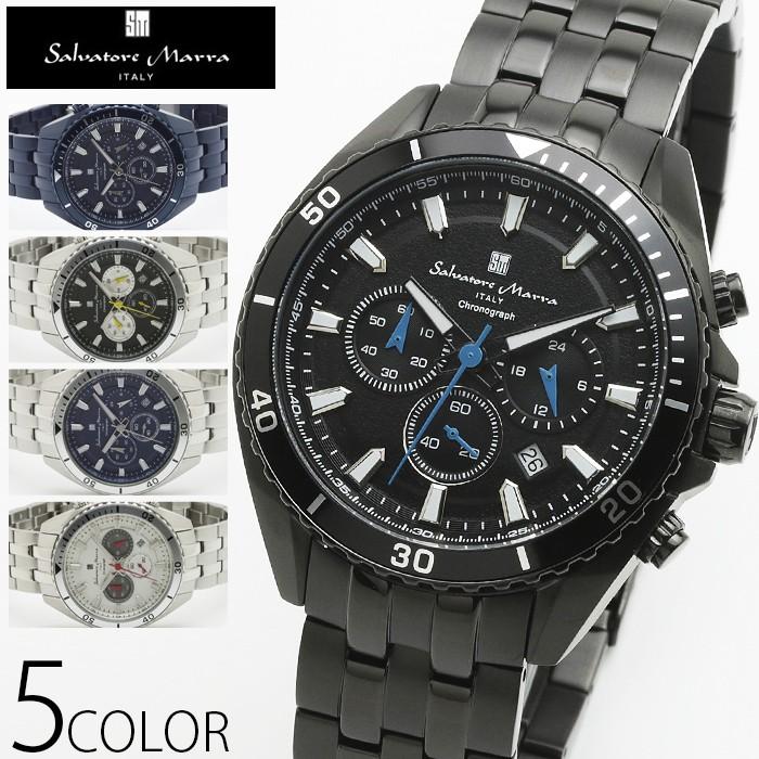 10気圧防水 クロノグラフ 腕時計 メンズ 1年保証 全5色 正規 Salvatore